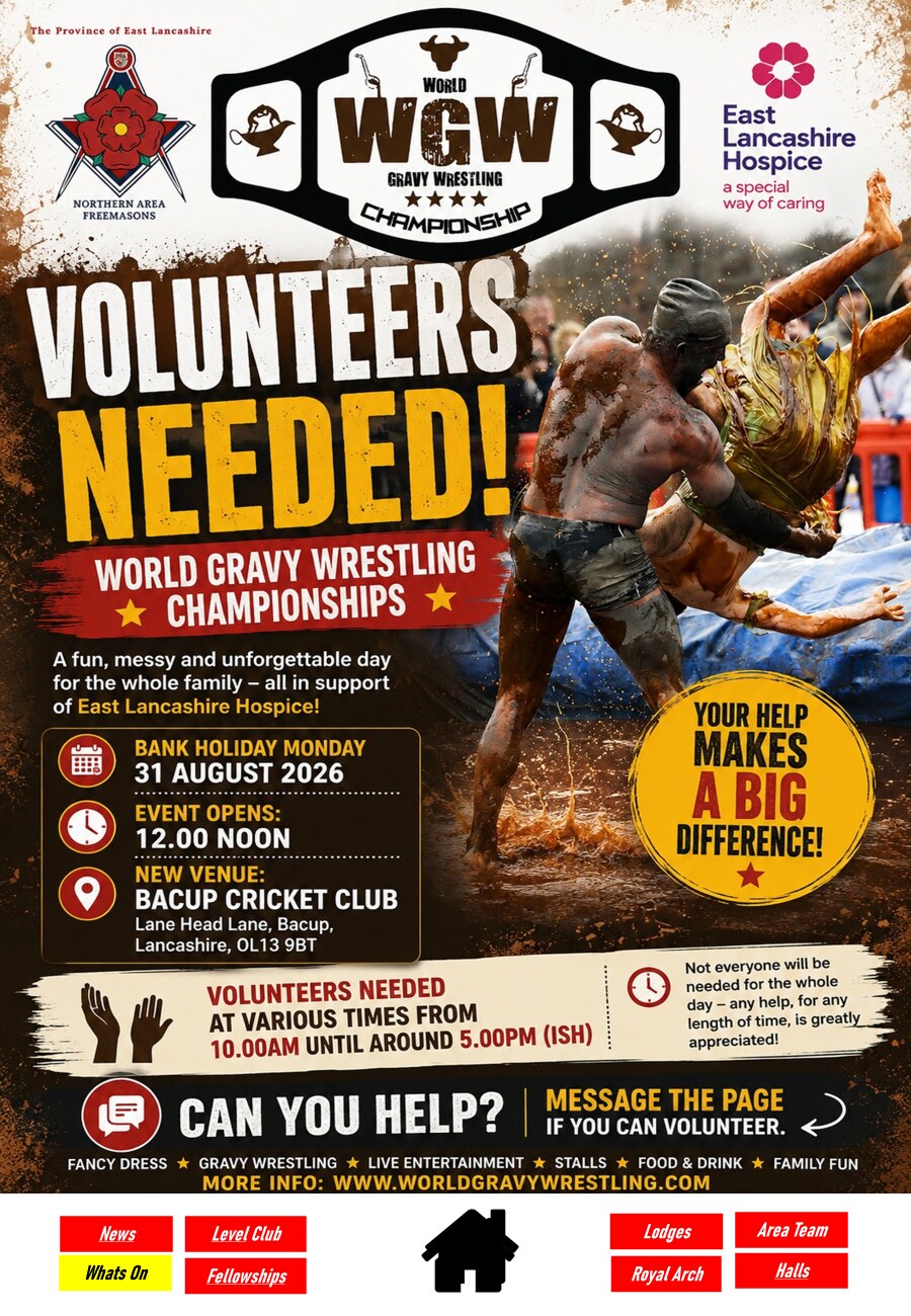 Volunteers needed for the World Gravy Wrestling Championships on 31 August 2026