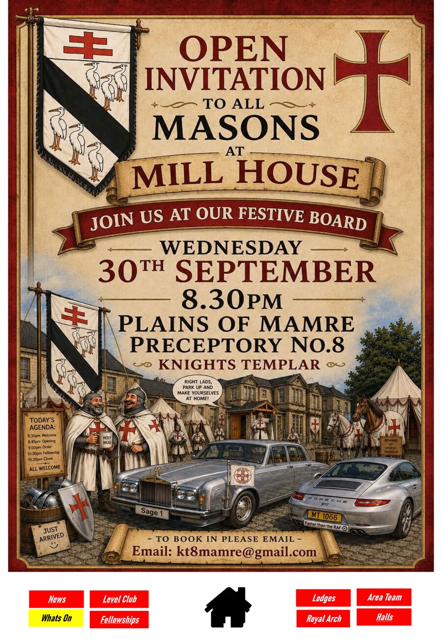 Plains of Mamre Preceptory festive board at Mill House on 30 September 2026